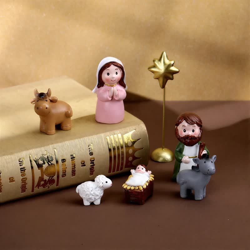 Christianartworkshop Set di personaggi della Natività realizzati a mano con precisione: simbolo di tenue luce celeste. - image 2
