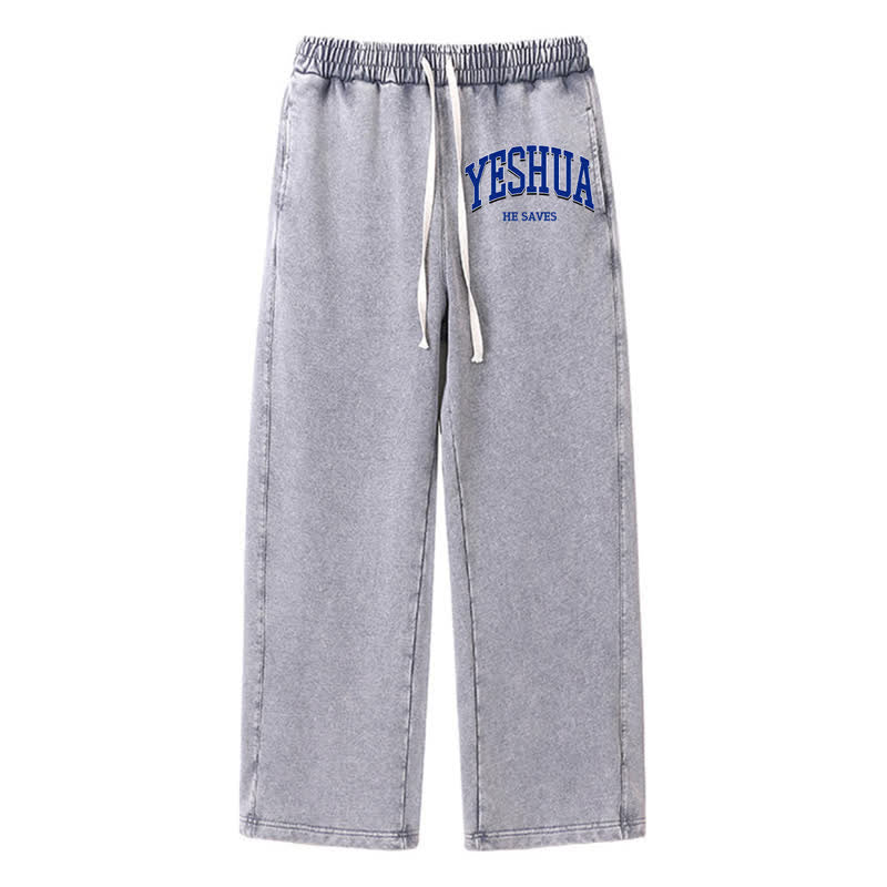 Christianartworkshop Yeshua salva i pantaloni della tuta vintage lavati del college - Grigio - 2XL - image 0