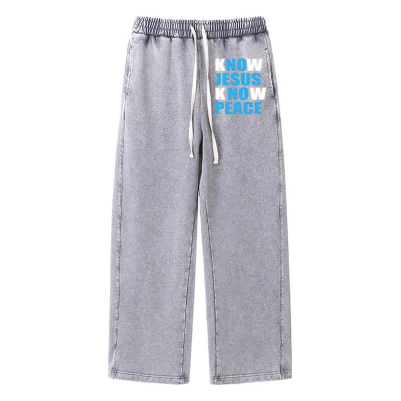 Christianartworkshop Pantaloni della tuta color oliva "Conosci Gesù, conosci la pace" - Grigio - 2XL - image 18