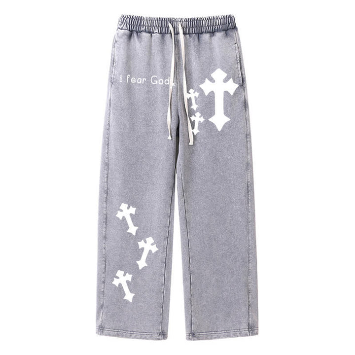 Christianartworkshop Pantaloni della tuta rosa slavati con stampa croce "I Fear God" - Grigio - 2XL - image 26