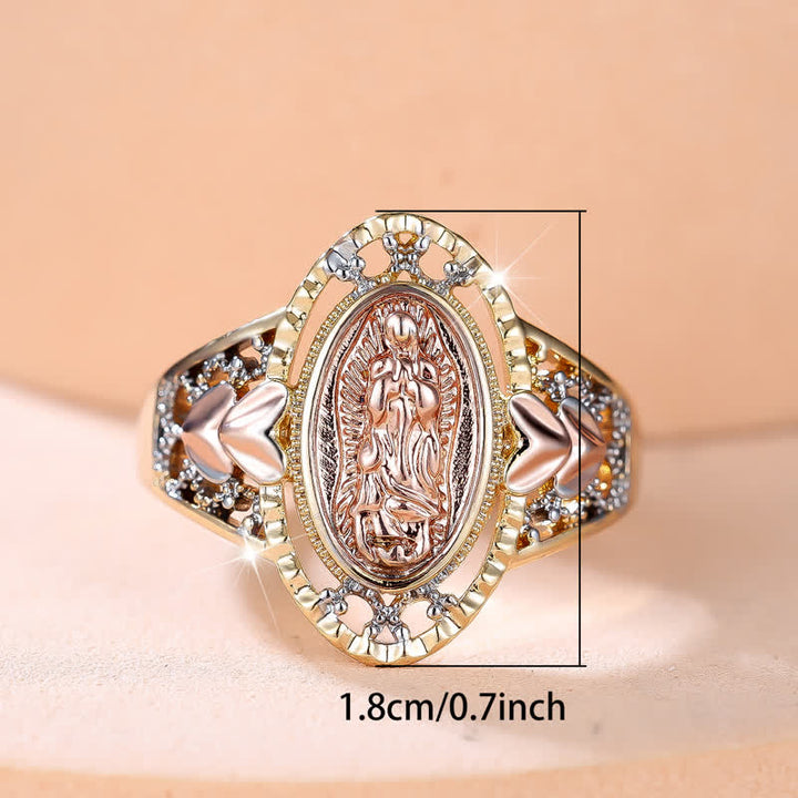 Christianartworkshop Anello devozionale smaltato della Madonna di Guadalupe con decorazioni floreali: simbolo di grazia mariana e protezione divina - image 13