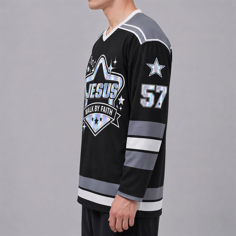 Christianartworkshop Maglia da hockey Walk By Faith olografica numero 57 - image 5