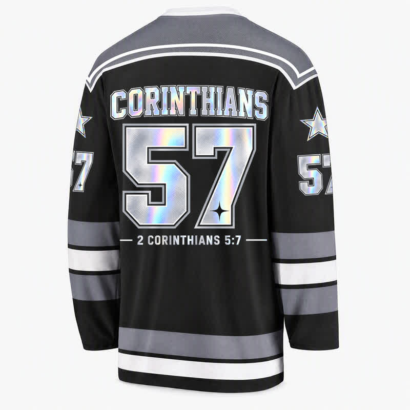 Christianartworkshop Maglia da hockey Walk By Faith olografica numero 57 - image 2