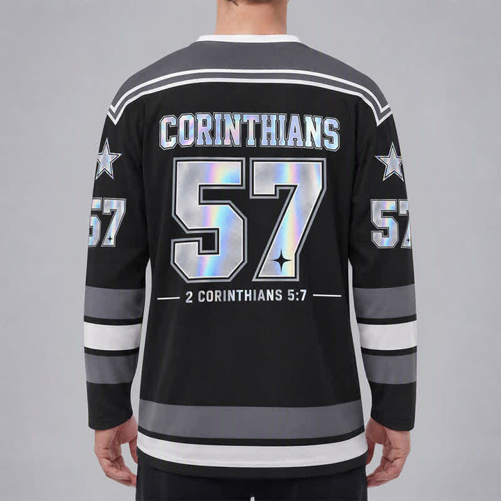 Christianartworkshop Maglia da hockey Walk By Faith olografica numero 57 - image 4