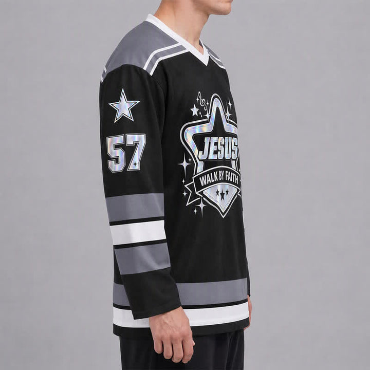 Christianartworkshop Maglia da hockey Walk By Faith olografica numero 57 - image 6