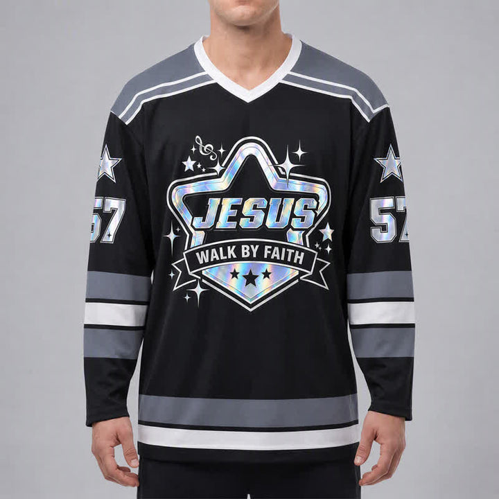 Christianartworkshop Maglia da hockey Walk By Faith olografica numero 57 - image 3