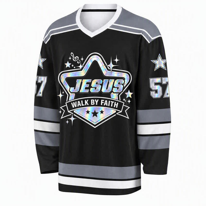 Christianartworkshop Maglia da hockey Walk By Faith olografica numero 57 - image 1