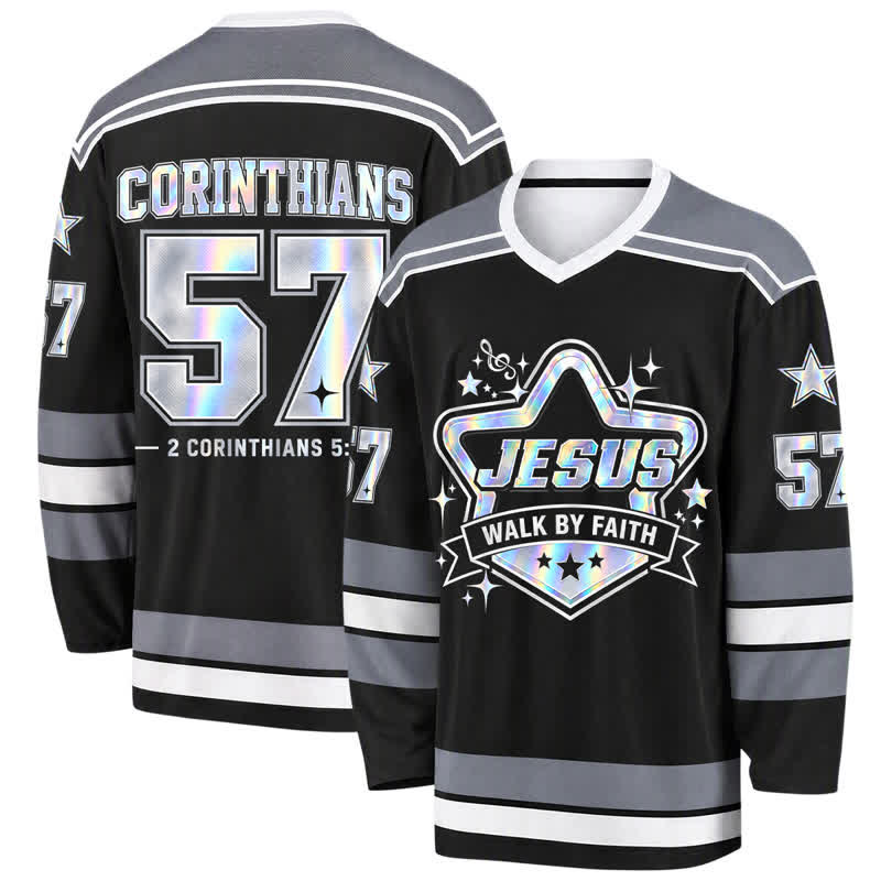 Christianartworkshop Maglia da hockey Walk By Faith olografica numero 57 - 5XL - image 0