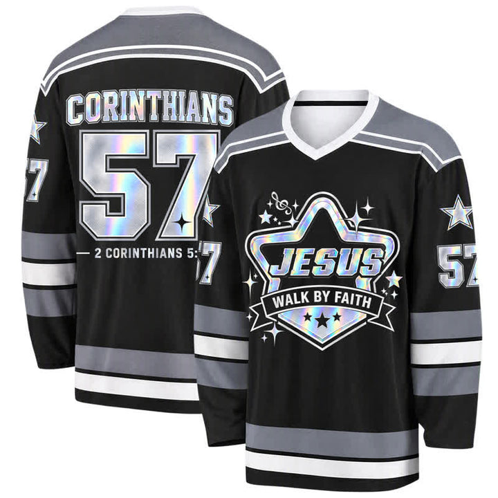 Christianartworkshop Maglia da hockey Walk By Faith olografica numero 57 - 5XL - image 0
