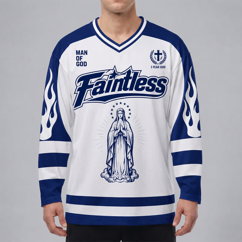 Christianartworkshop Maglia da hockey a maniche lunghe stile streetwear con la Vergine Maria - image 3