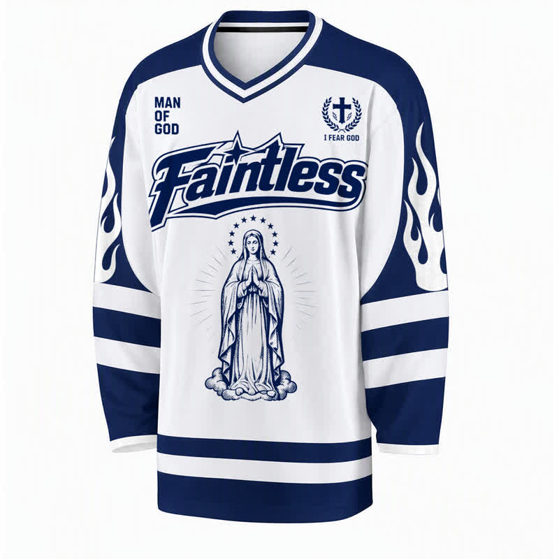 Christianartworkshop Maglia da hockey a maniche lunghe stile streetwear con la Vergine Maria - image 1
