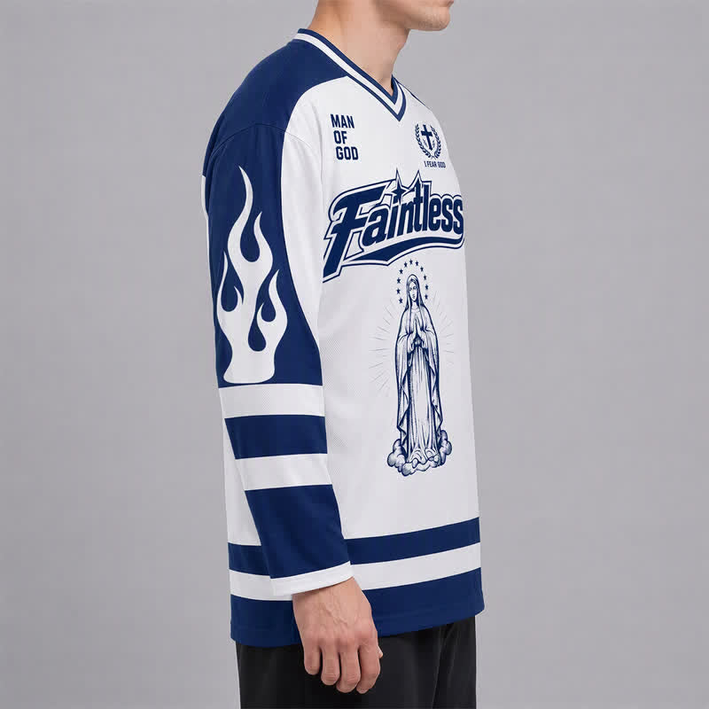 Christianartworkshop Maglia da hockey a maniche lunghe stile streetwear con la Vergine Maria - image 6