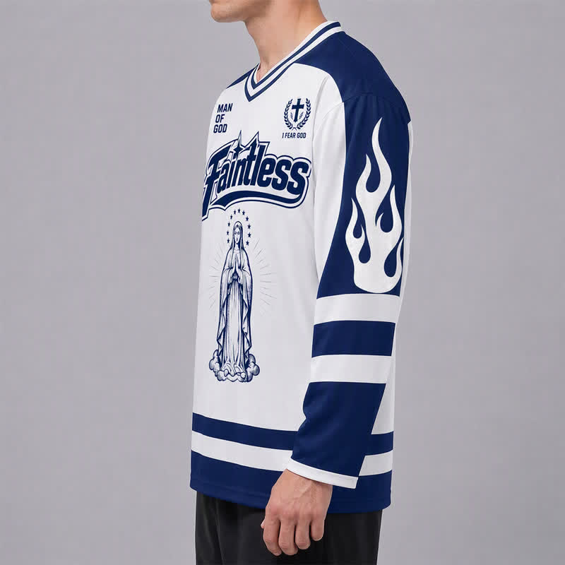 Christianartworkshop Maglia da hockey a maniche lunghe stile streetwear con la Vergine Maria - image 5