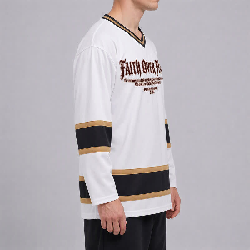 Christianartworkshop Maglia da hockey a maniche lunghe con finiture dorate "Faith Over Fear" - image 6