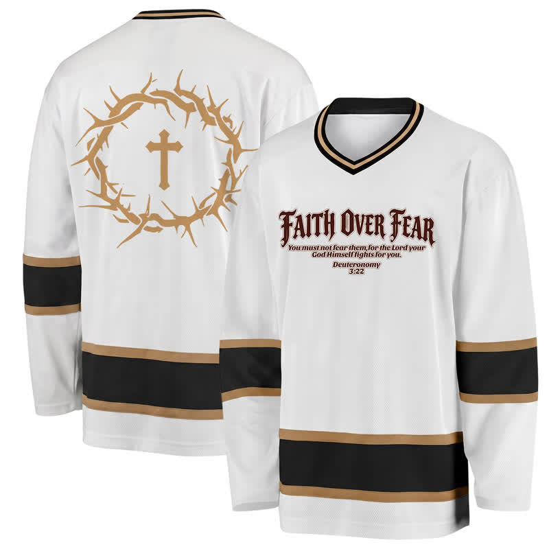 Christianartworkshop Maglia da hockey a maniche lunghe con finiture dorate "Faith Over Fear" - 5XL - image 0