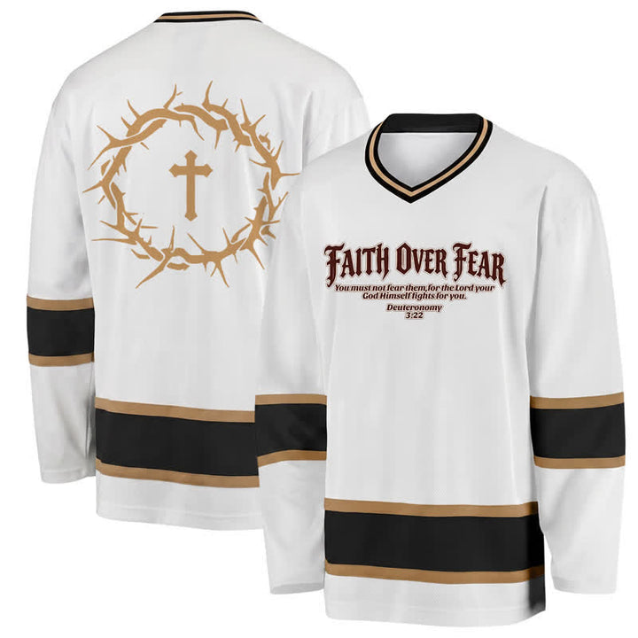 Christianartworkshop Maglia da hockey a maniche lunghe con finiture dorate "Faith Over Fear" - 5XL - image 0
