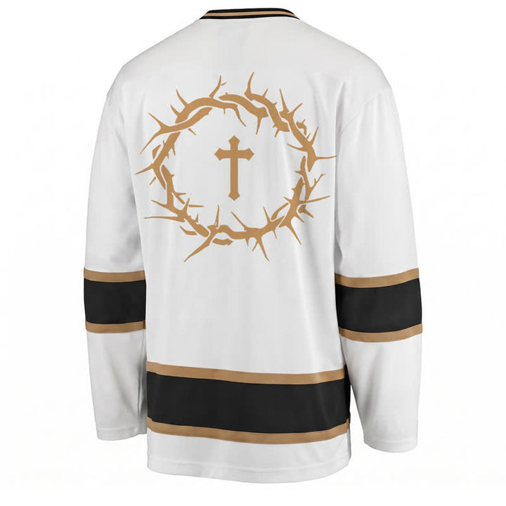 Christianartworkshop Maglia da hockey a maniche lunghe con finiture dorate "Faith Over Fear" - image 2