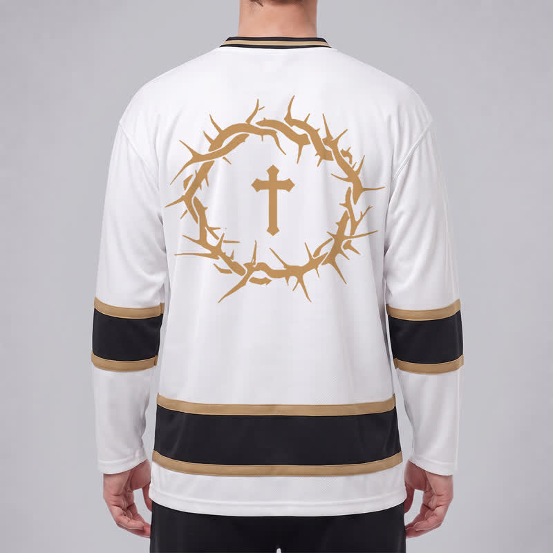 Christianartworkshop Maglia da hockey a maniche lunghe con finiture dorate "Faith Over Fear" - image 4