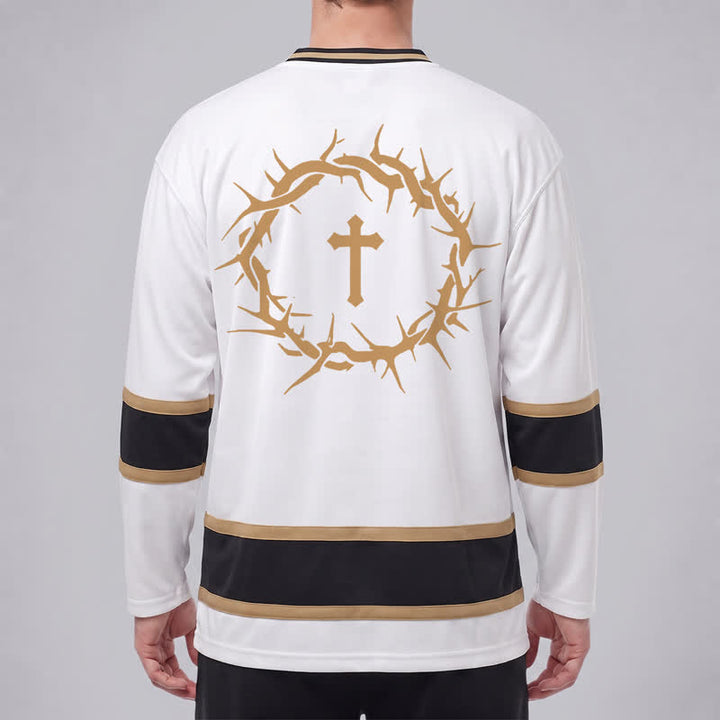 Christianartworkshop Maglia da hockey a maniche lunghe con finiture dorate "Faith Over Fear" - image 4