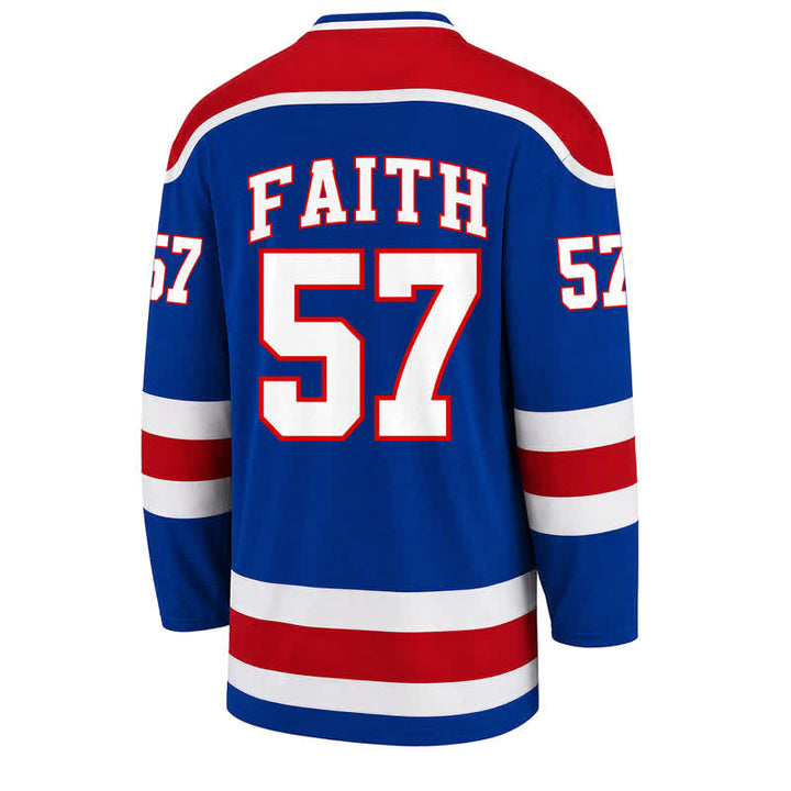 Christianartworkshop Maglia da hockey a maniche lunghe Jesus Faith 57 a righe blu - image 2