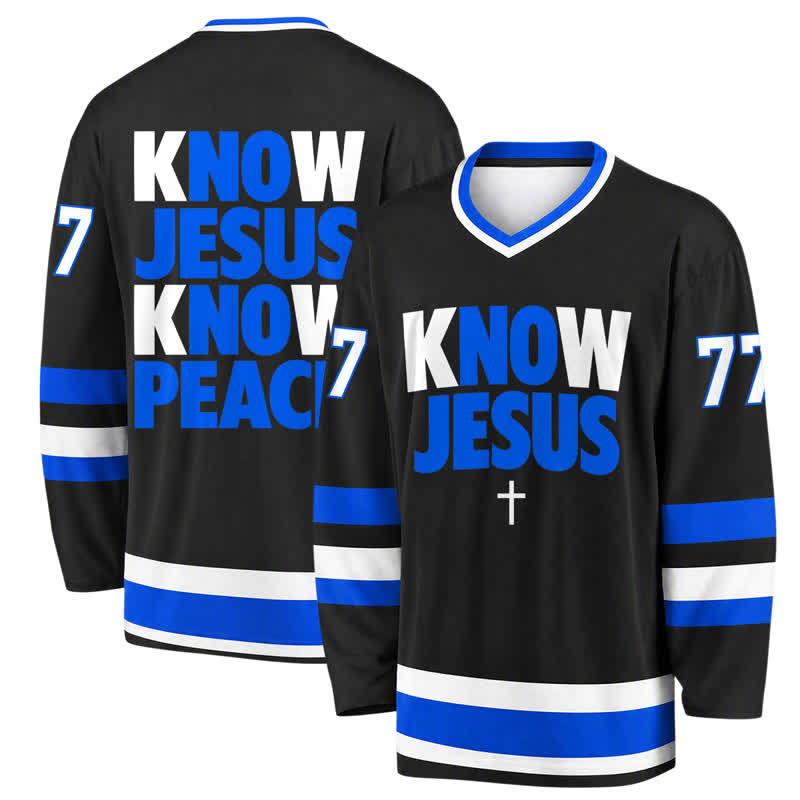 Christianartworkshop Maglia da hockey con la scritta "Conosci Gesù, conosci la pace". - 5XL - image 0