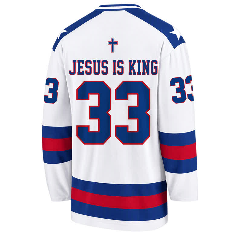 Christianartworkshop Maglia da hockey a maniche lunghe Jesus Is King 33 Varsity - image 2