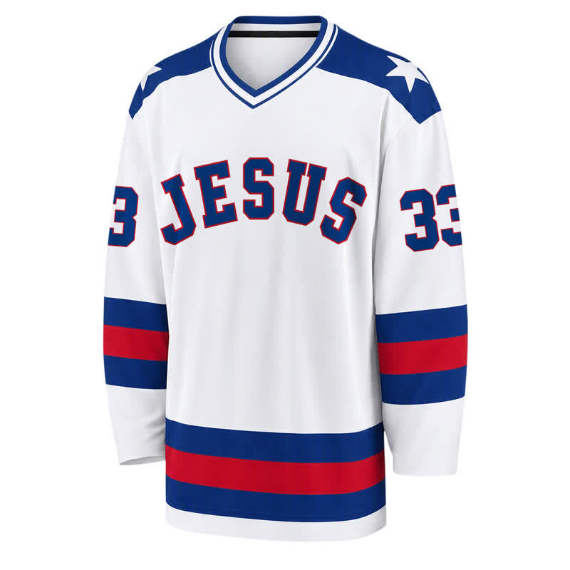 Christianartworkshop Maglia da hockey a maniche lunghe Jesus Is King 33 Varsity - image 1