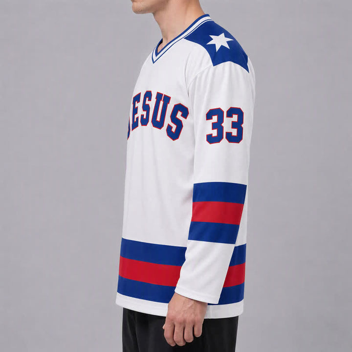 Christianartworkshop Maglia da hockey a maniche lunghe Jesus Is King 33 Varsity - image 5