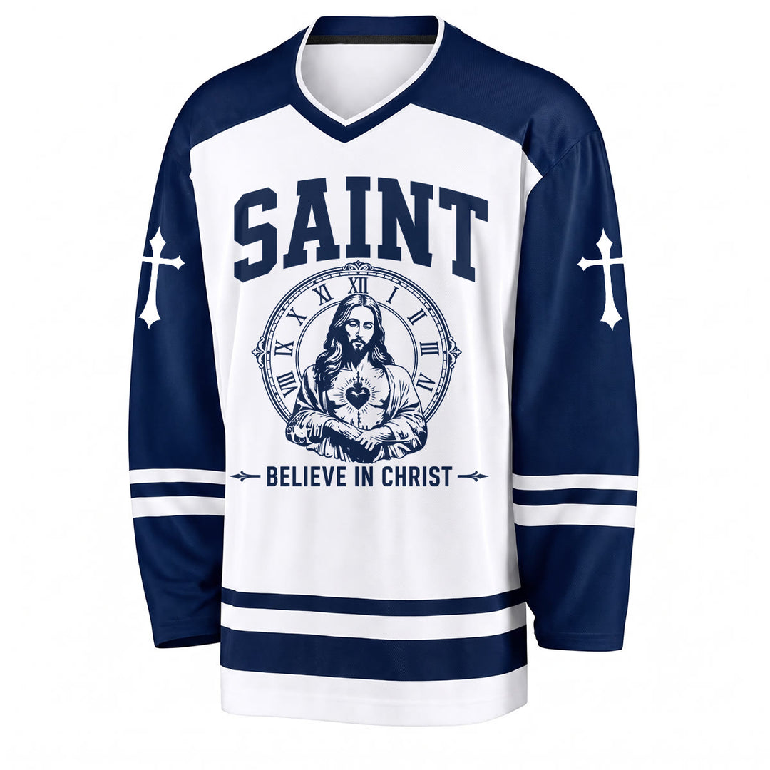 Christianartworkshop Dio ti benedica Credi in Cristo Maglia da hockey - image 1
