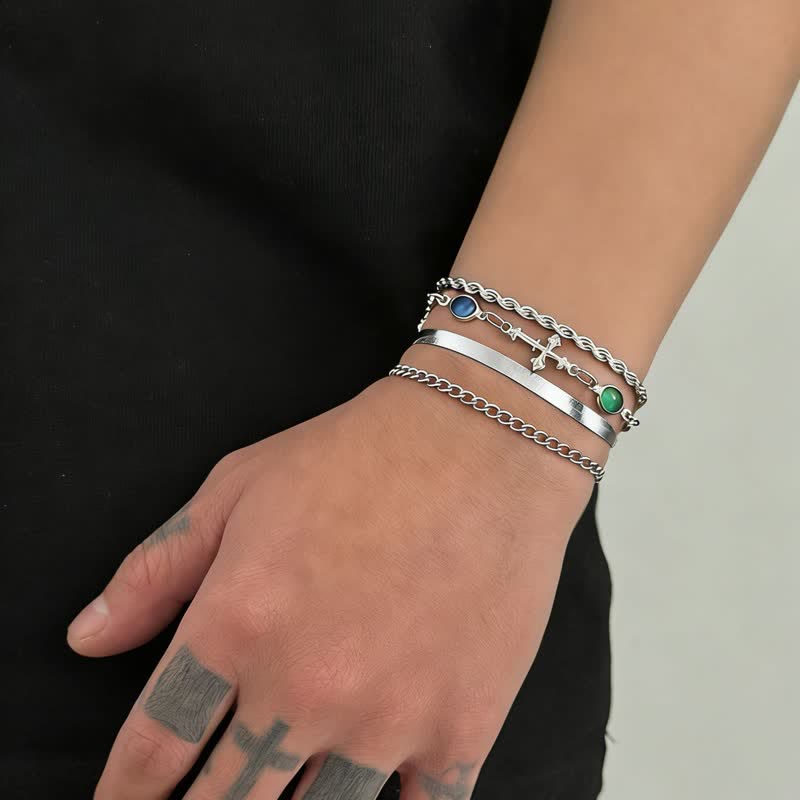 Christianartworkshop Elegante bracciale da polso a croce in lega, versatile e multi-stile: un simbolo di serena devozione. - Argento - image 5