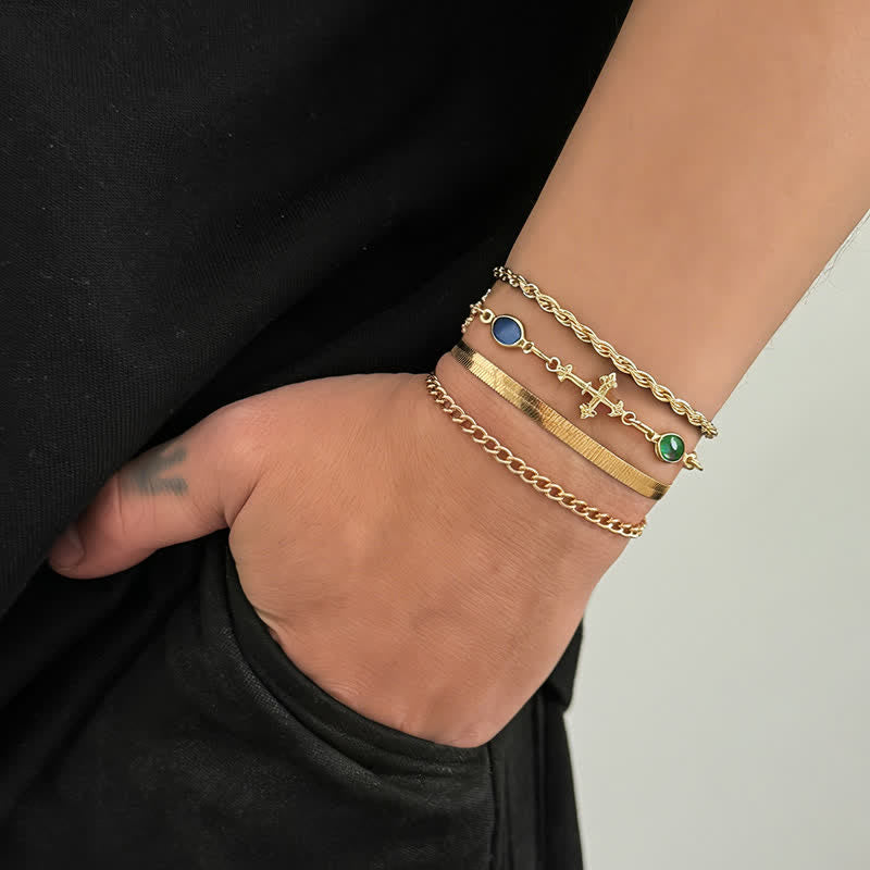 Christianartworkshop Elegante bracciale da polso a croce in lega, versatile e multi-stile: un simbolo di serena devozione. - image 1
