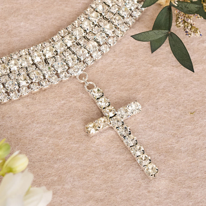 Christianartworkshop Collana girocollo con croce e strass scintillanti: simbolo di infallibile grazia divina - image 3