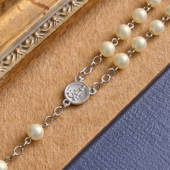 Christianartworkshop Rosario della Madonna di Fatima con croce in lega di oro rosa: simbolo di sacra e dolce grazia. - image 2