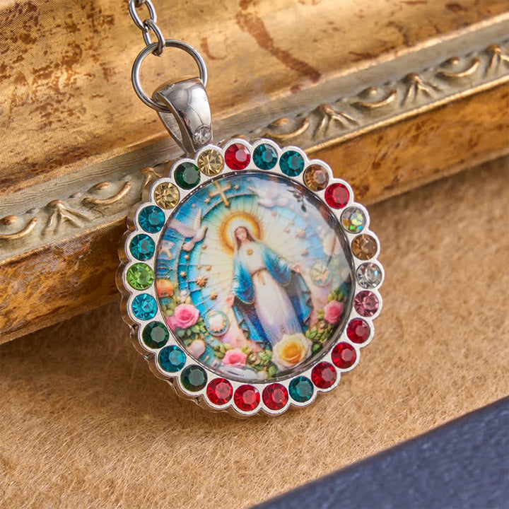 Christianartworkshop Rosario ornato con medaglia della Madonna Miracolosa e perline di vetro: segno di protezione divina. - image 4