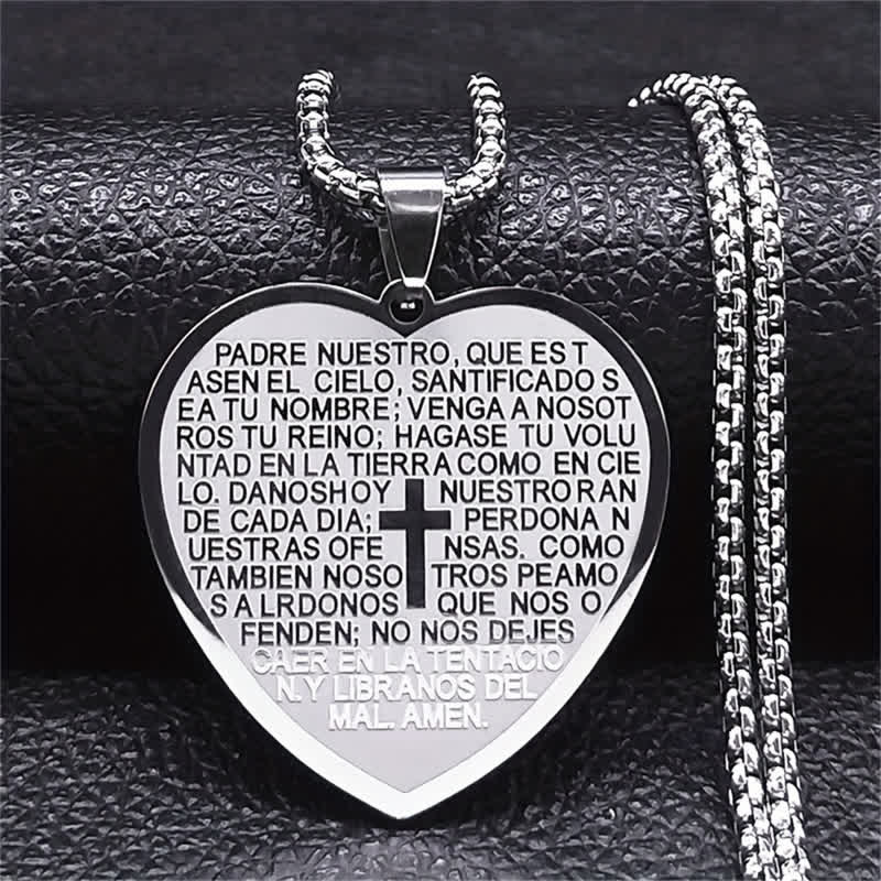 Christianartworkshop Collana con cuore in acciaio inossidabile massiccio: simbolo di incrollabile cura divina. - Argento - image 3