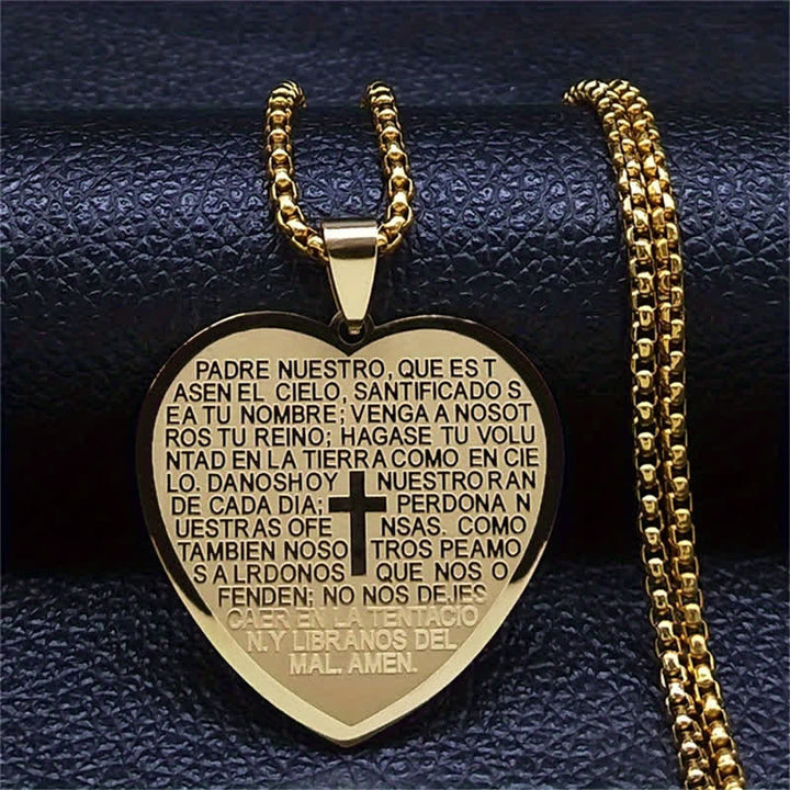 Christianartworkshop Collana con cuore in acciaio inossidabile massiccio: simbolo di incrollabile cura divina. - D'oro - image 0
