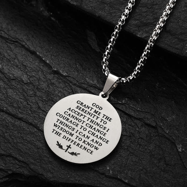 Christianartworkshop Collana con ciondolo a doppia faccia raffigurante le mani in preghiera della serenità: simbolo di una calma divina duratura. - image 2