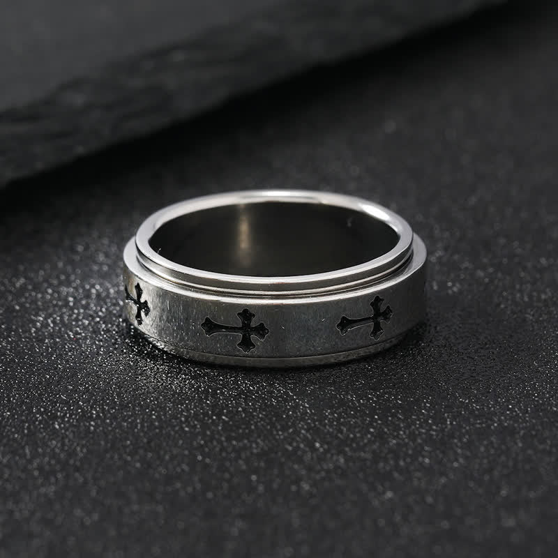 Christianartworkshop Anello girevole con croce in acciaio inossidabile: emblema della grazia celeste che perdura - image 5