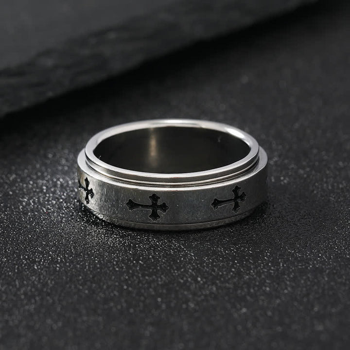 Christianartworkshop Anello girevole con croce in acciaio inossidabile: emblema della grazia celeste che perdura - image 5