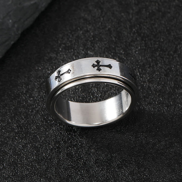 Christianartworkshop Anello girevole con croce in acciaio inossidabile: emblema della grazia celeste che perdura - image 7