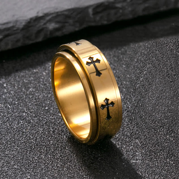 Christianartworkshop Anello girevole con croce in acciaio inossidabile: emblema della grazia celeste che perdura - D'oro - US 11 - image 8