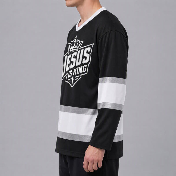 Christianartworkshop Maglia da hockey streetwear nera Jesus Is King - image 5