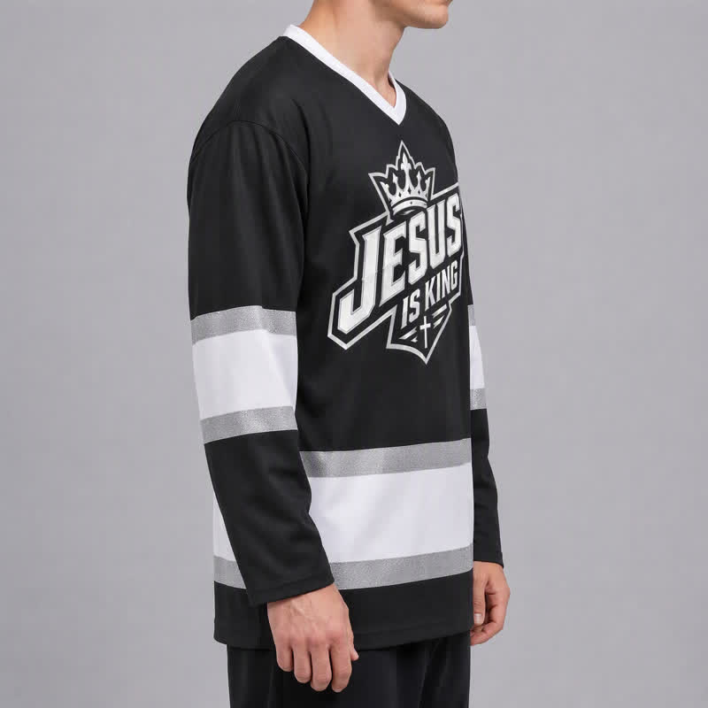 Christianartworkshop Maglia da hockey streetwear nera Jesus Is King - image 6