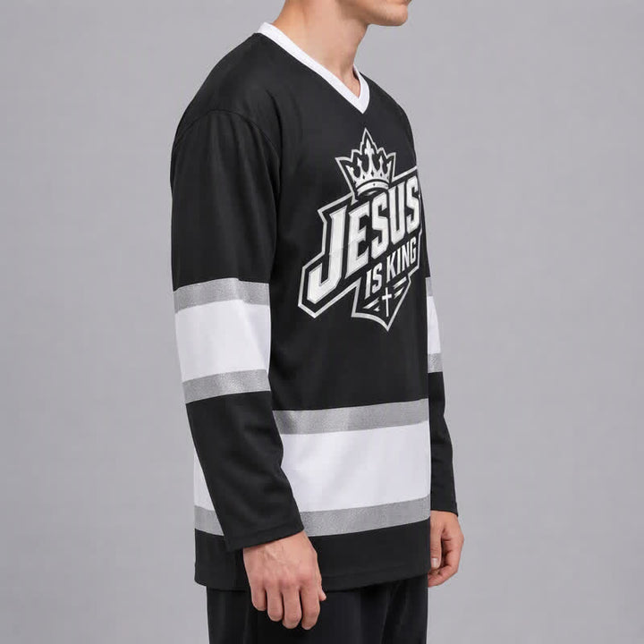 Christianartworkshop Maglia da hockey streetwear nera Jesus Is King - image 6