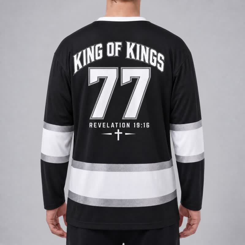 Christianartworkshop Maglia da hockey streetwear nera Jesus Is King - image 4