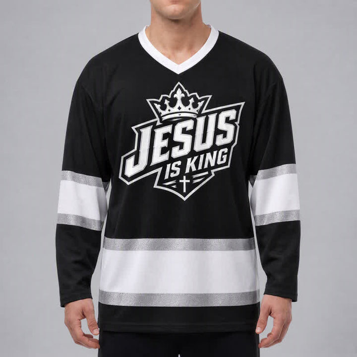 Christianartworkshop Maglia da hockey streetwear nera Jesus Is King - image 3