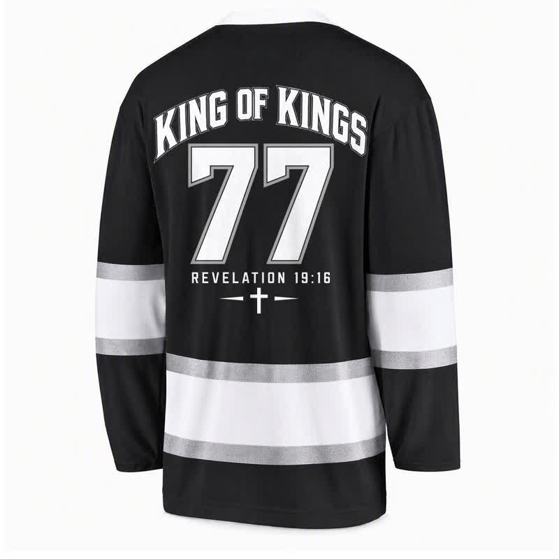Christianartworkshop Maglia da hockey streetwear nera Jesus Is King - image 2
