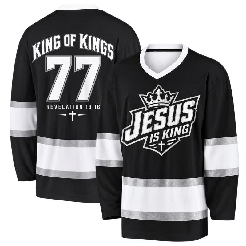 Christianartworkshop Maglia da hockey streetwear nera Jesus Is King - 5XL - image 0