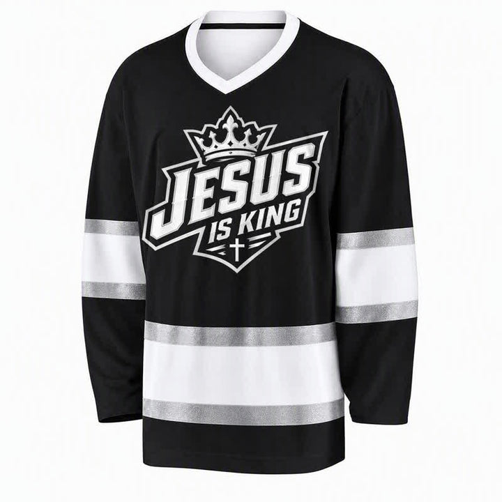 Christianartworkshop Maglia da hockey streetwear nera Jesus Is King - image 1