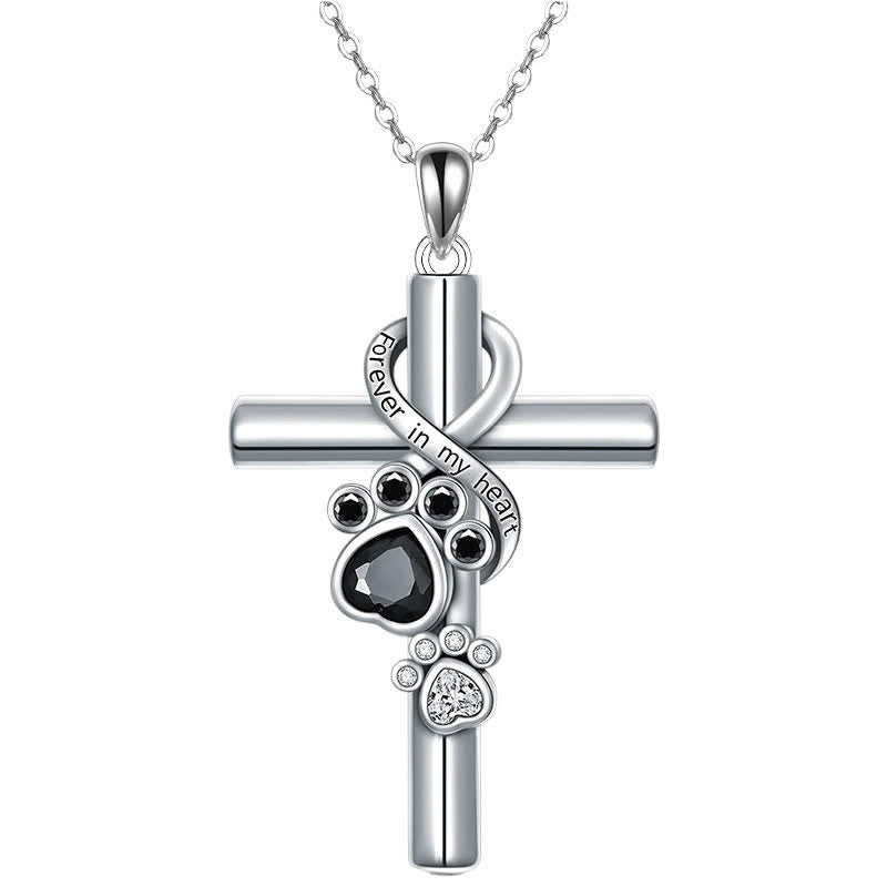 Christianartworkshop Collana con croce commemorativa in lega con impronta di zampa: emblema di tenero ricordo celeste - Attraverso - image 0